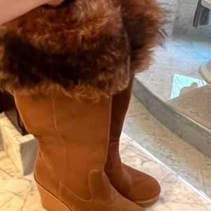 Authentic UGG Real Fur Trim Suede boots